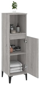 Armadietto bagno grigio sonoma 30x30x100cm in legno multistrato