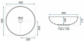 REA-U0267 - Lavabo da appoggio ARTE Ø 40 cm in ceramica con motivo ornamentale