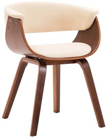 Sedia Da Pranzo İn Legno Piegato E Similpelle Crema /