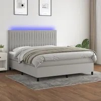 Letto a Molle Materasso e LED Grigio Chiaro 180x200 cm Tessuto 3135053