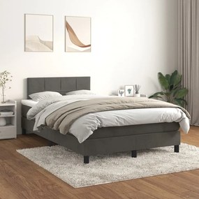 Giroletto A Molle Con Materasso Grigio Scuro 120x200 Cm Velluto /