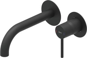 Rubinetto per lavabo ad incasso getto laminare cristallino TAYRONA nero verniciato opaco HUBER H 8 cm