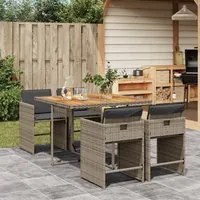 Set da Pranzo da Giardino 5 pz con Cuscini in Polyrattan Grigio 3277849