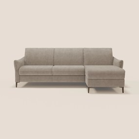 Dalia divano letto angolare con materasso alto 18 cm piedini alti e penisola contenitore in tessuto smacchiabile T17