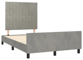 Giroletto con testiera grigio chiaro 120x190 cm in velluto