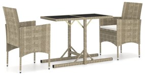 Set Mobili da Pranzo per Giardino 3 pz Beige