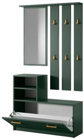 Mobile Da Ingresso  Con Scarpiera Appendiabiti E Specchio Lind Verde