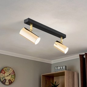 Argon Spot soffitto Lund in nero e oro, 2 luci