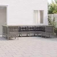 Set Divani da Giardino 9 pz con Cuscini in Polyrattan Grigio 3187566