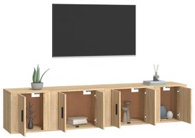 Set di mobili porta tv 4 pz rovere sonoma in legno multistrato