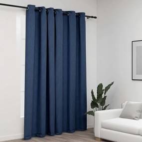 Tenda Oscurante Effetto Lino Con Occhielli Blue 290x245cm /