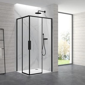 Cabina doccia 80x80cm angolare porte scorrevoli finitura nera | KLA1000N - KAMALU