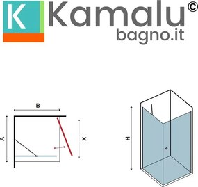 Box doccia 70x70 anta battente e fisso KS2800S - KAMALU