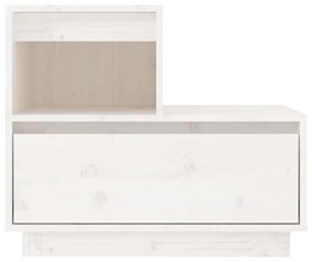 Comodino Bianco 60x34x51 cm in Legno Massello di Pino