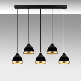 Lampadario con cavo YILDO 5xE27/40W/230V nero/oro