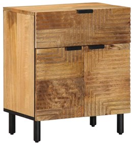 Comodino Marrone 50x33x60 Cm İn Legno Massello Di Mango /