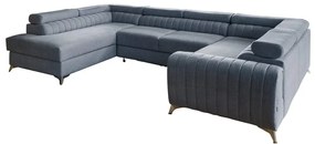 Divano angolare blu allungabile/con contenitore (con penisola a sinistra/a U) Louis – ELTAP