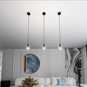 Lampada a sospensione COSMO 1 BL in acciaio e vetro E14