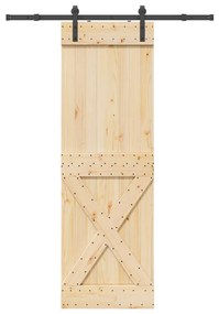 Porta Scorrevole Con Set Hardware 70x210 Cm Legno Massello Pino /