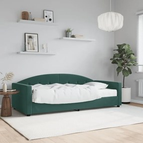 Divano letto con materasso verde scuro 90x200 cm in velluto