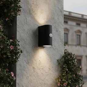 Applique Stondata 2xGU10 con Sensore di Movimento IP65 - Nera
