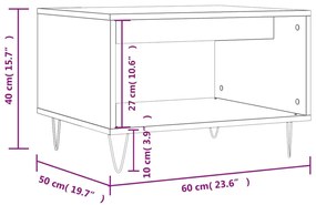 Tavolino da Salotto Rovere Marrone 60x50x40cm Legno Multistrato