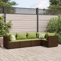 Set Divani da Giardino 5 pz con Cuscini Marrone in Polyrattan 3308094