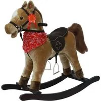 Cavallo a Dondolo per Bambini in Peluche con Suoni Marrone Chiaro