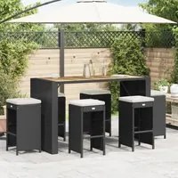 Sgabelli Bar da Giardino con Cuscini 6 pz Neri in Polyrattan 368692