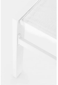 Lettino Prendisole Alto Reclinabile In Alluminio Con Ruote E Tessuto Imbottito Bianco