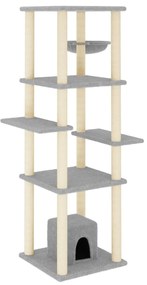 Albero per gatti con tiragraffi in sisal grigio chiaro 154 cm