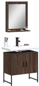 Set Mobili Da Bagno 2 Pz Rovere Marrone İn Legno Multistrato /