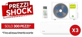 Condizionatore a muro multisplit inverter trial ELUXE AMBER VELA 21000 BTU 9K 9K 12K classe raffreddamento A++, classe di riscaldamento A+, bianco
