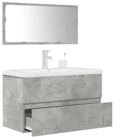 Set Mobili Da Bagno 3 Pz Grigio Cemento İn Legno Multistrato /