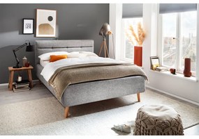 Letto matrimoniale imbottito grigio con contenitore con rete inclusa 140x200 cm Lotte – Meise Möbel