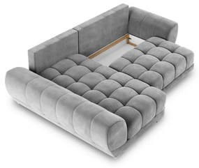 Divano letto angolare grigio con rivestimento in velluto, angolo sinistro Nuage - Windsor &amp; Co Sofas