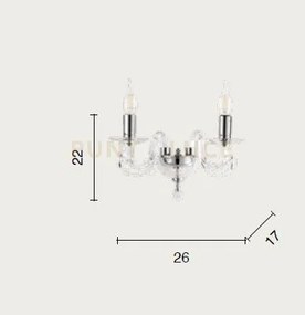 Applique cherubini 2 luci tortora e cromo attacco e14 l.26cm
