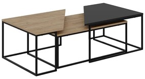 Set di 3 tavolini con piano in rovere decorato in colore naturale 70x110 cm Titan - Marckeric