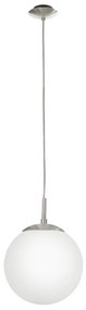 Lampadario bianco/argentato con paralume in vetro ø 20 cm RONDO – EGLO