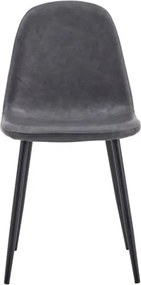 Sedia Da Pranzo Moderna In Ecopelle Grigia Gambe Nere Irene