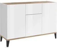 Madia 3 ante 1 cassetto per Soggiorno Moderna 120x40x82cm - ARTEMIS Colore: bianco laccato/ acero pereira