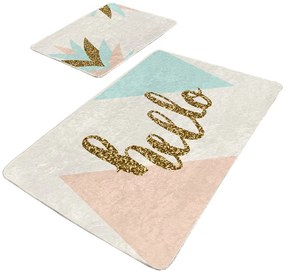 Set di tappetini per il bagno in velluto crema/dorati 2 pz 60x100 cm Hello – Mila Home