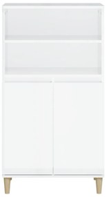 Credenza Bianco Lucido 60x36x110 cm in Legno Multistrato