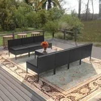 Set Divani da Giardino 8 pz con Cuscini in Polyrattan Nero 3094329