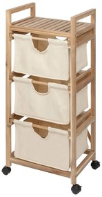 Scaffale da bagno in legno di acacia con tre ripiani su ruote 44x96cm Acina - Wenko