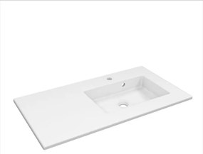 Lavabo integrale d'appoggio a destra rettangolare Neo L 91 x H 11 x P 49 cm in porcellana bianco