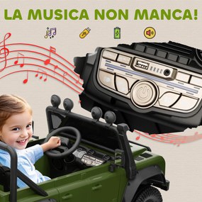 Macchina Elettrica per Bambini Licenza Ufficiale Land Rover Defender 12V con Telecomando Verde...