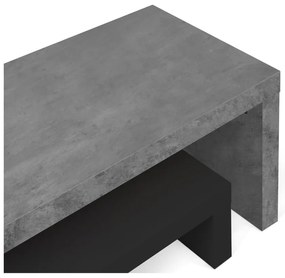 Tavolo TV doppio nero con decoro in cemento , 125 x 40 cm Cliff - TemaHome