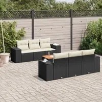 Set Divani da Giardino con Cuscini 7pz Nero Polyrattan 3257666