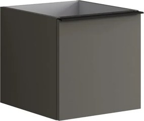 Cassettiera Pixel con 1 cassetto frontale Plain laccato opaco grigio carbone e maniglia alluminio nero opaco L.40 H.40 P.45,5 cm.